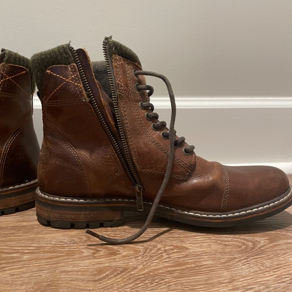 Crevo Men’s Camden Leather Boots Memory Foam Soles - Picture 4 of 10